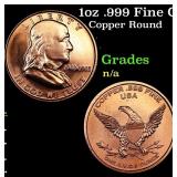 1oz .999 Fine Copper Bullion Round - Franklin Half