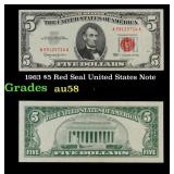 1963 $5 Red Seal United States Note Grades Choice