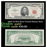 1963 $5 Red Seal United States Note Grades Select