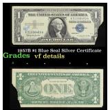 1957B $1 Blue Seal Silver Certificate Grades vf de