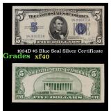 1934D $5 Blue Seal Silver Certificate Grades xf