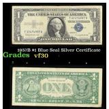 1957B $1 Blue Seal Silver Certificate Grades vf++