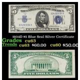 1934D $5 Blue Seal Silver Certificate Grades Selec