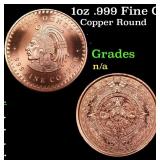 1oz .999 Fine Copper Bullion Round - Aztec Calenda