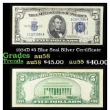 1934D $5 Blue Seal Silver Certificate Grades Choic