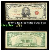 1963 $5 Red Seal United States Note Grades vf++