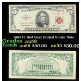 1963 $5 Red Seal United States Note Grades Choice