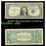 1957B $1 Blue Seal Silver Certificate Grades vf+