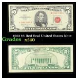 1963 $5 Red Seal United States Note Grades xf