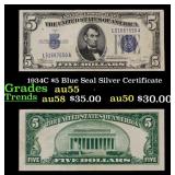 1934C $5 Blue Seal Silver Certificate Grades Choic