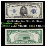 1934D $5 Blue Seal Silver Certificate Grades Choic