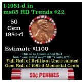 BU Shotgun Lincoln 1c roll, 1981-d 50 pcs Bank Wra