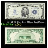 1934D $5 Blue Seal Silver Certificate Grades xf