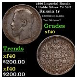 1896 Imperial Russia 1 Ruble Silver Y# 59.3 Grades