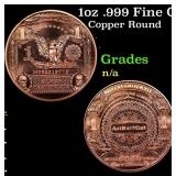 1oz .999 Fine Copper Bullion Round - Silver Certif
