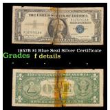 1957B $1 Blue Seal Silver Certificate Grades f det