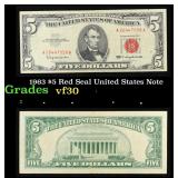 1963 $5 Red Seal United States Note Grades vf++