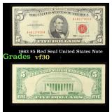 1963 $5 Red Seal United States Note Grades vf++