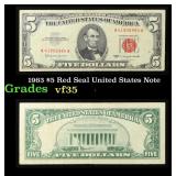 1963 $5 Red Seal United States Note Grades vf++