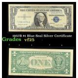 1957B $1 Blue Seal Silver Certificate Grades vf+