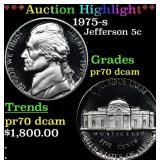 1975-s Proof Jefferson Nickel 5c pr70 dcam SEGS