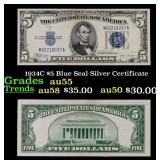 1934C $5 Blue Seal Silver Certificate Grades Choic