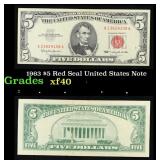 1963 $5 Red Seal United States Note Grades xf