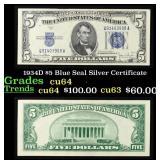 1934D $5 Blue Seal Silver Certificate Grades Choic