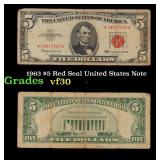 1963 $5 Red Seal United States Note Grades vf++