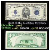 1934D $5 Blue Seal Silver Certificate Grades Selec