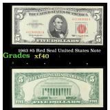 1963 $5 Red Seal United States Note Grades xf