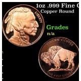 1oz .999 Fine Copper Bullion Round - Buffalo Nicke