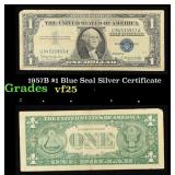1957B $1 Blue Seal Silver Certificate Grades vf+