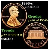 1996-s Proof Lincoln Cent 1c pr70 rd DCAM SEGS