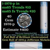 BU Shotgun Jefferson 5c roll, 1976-p 40 pcs Bank $
