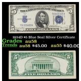 1934D $5 Blue Seal Silver Certificate Grades Choic