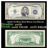 1934C $5 Blue Seal Silver Certificate Grades Choic