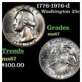 1776-1976-d Washington Quarter 25c Grades GEM++ Un