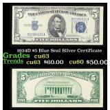 1934D $5 Blue Seal Silver Certificate Grades Selec