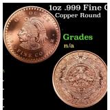 1oz .999 Fine Copper Bullion Round - Aztec Calenda