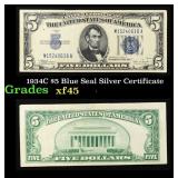 1934C $5 Blue Seal Silver Certificate Grades xf+