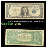 1957B $1 Blue Seal Silver Certificate Grades vf+