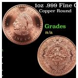 1oz .999 Fine Copper Bullion Round - Aztec Calenda