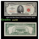 1963 $5 Red Seal United States Note Grades Choice