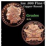 1oz .999 Fine Copper Bullion Round - Morgan Dollar