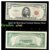 1963 $5 Red Seal United States Note Grades xf