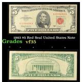 1963 $5 Red Seal United States Note Grades vf++