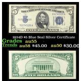 1934D $5 Blue Seal Silver Certificate Grades Choic