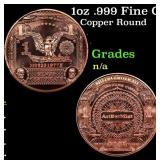 1oz .999 Fine Copper Bullion Round - Silver Certif