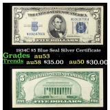 1934C $5 Blue Seal Silver Certificate Grades Selec